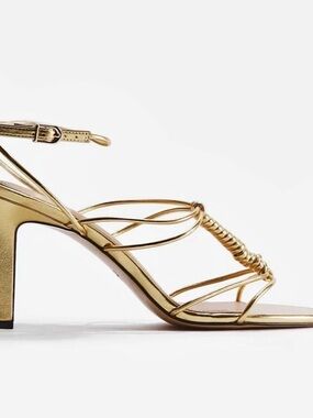 H&M Heeled Strappy Sandals Gold